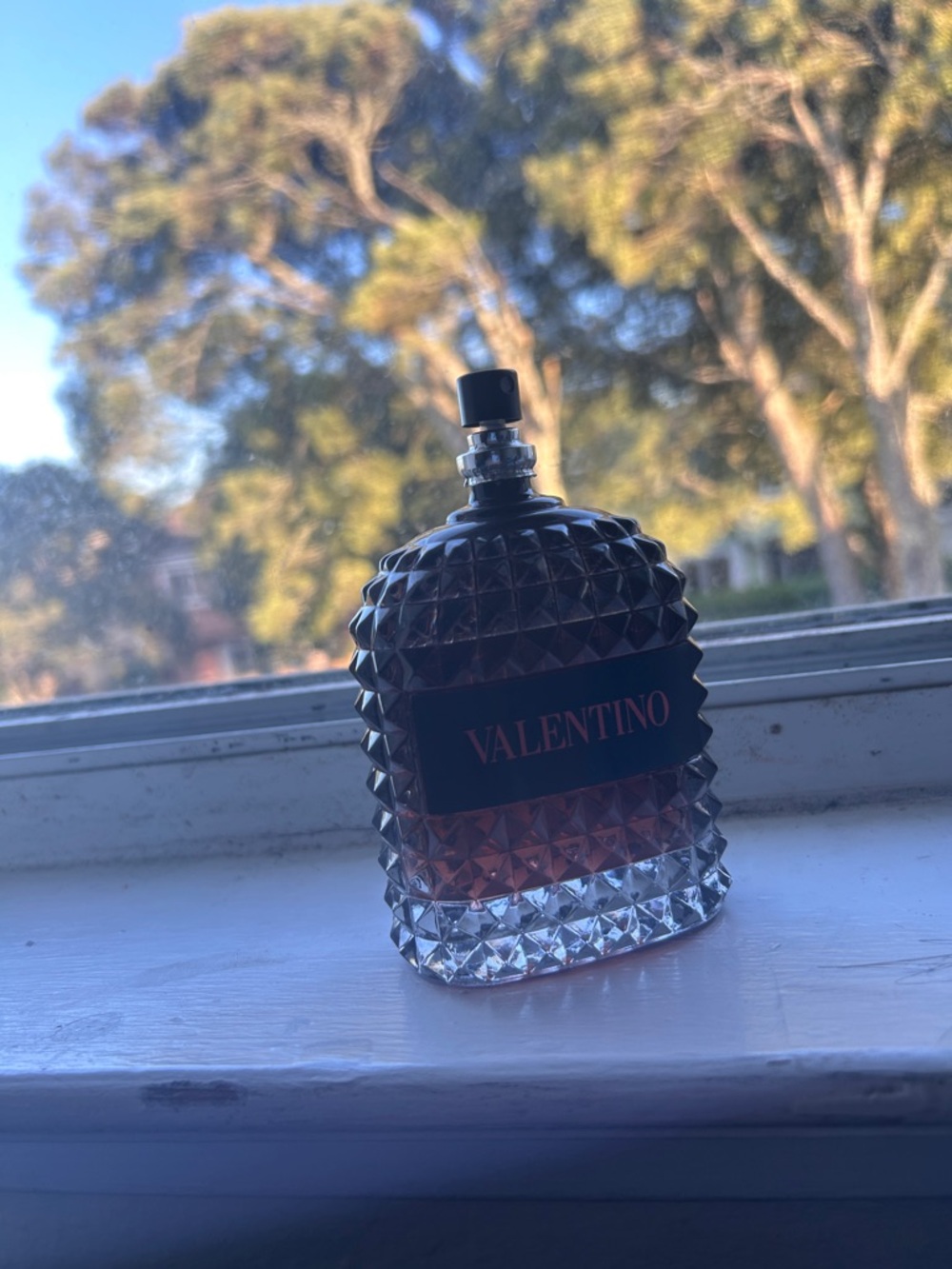 Valentino Perfume Bottle in Amber and Clear Glass without a box rarely used